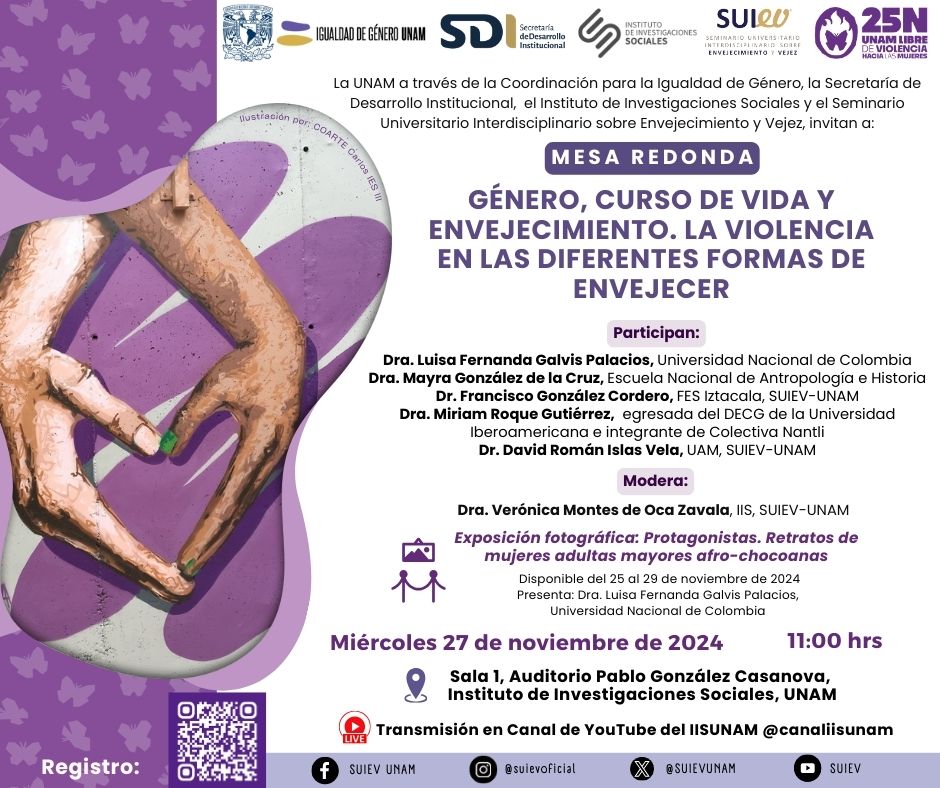 27 de noviembre. Mesa redonda. Género, curso de vida y envejecimiento. La violencia en las diferentes formas de envejecer